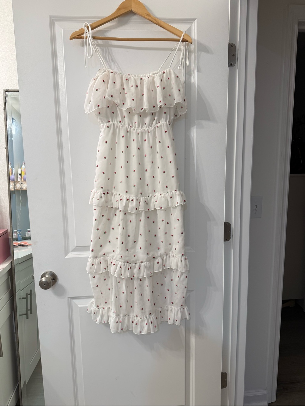 MAJORELLE White Dress with Red floral print